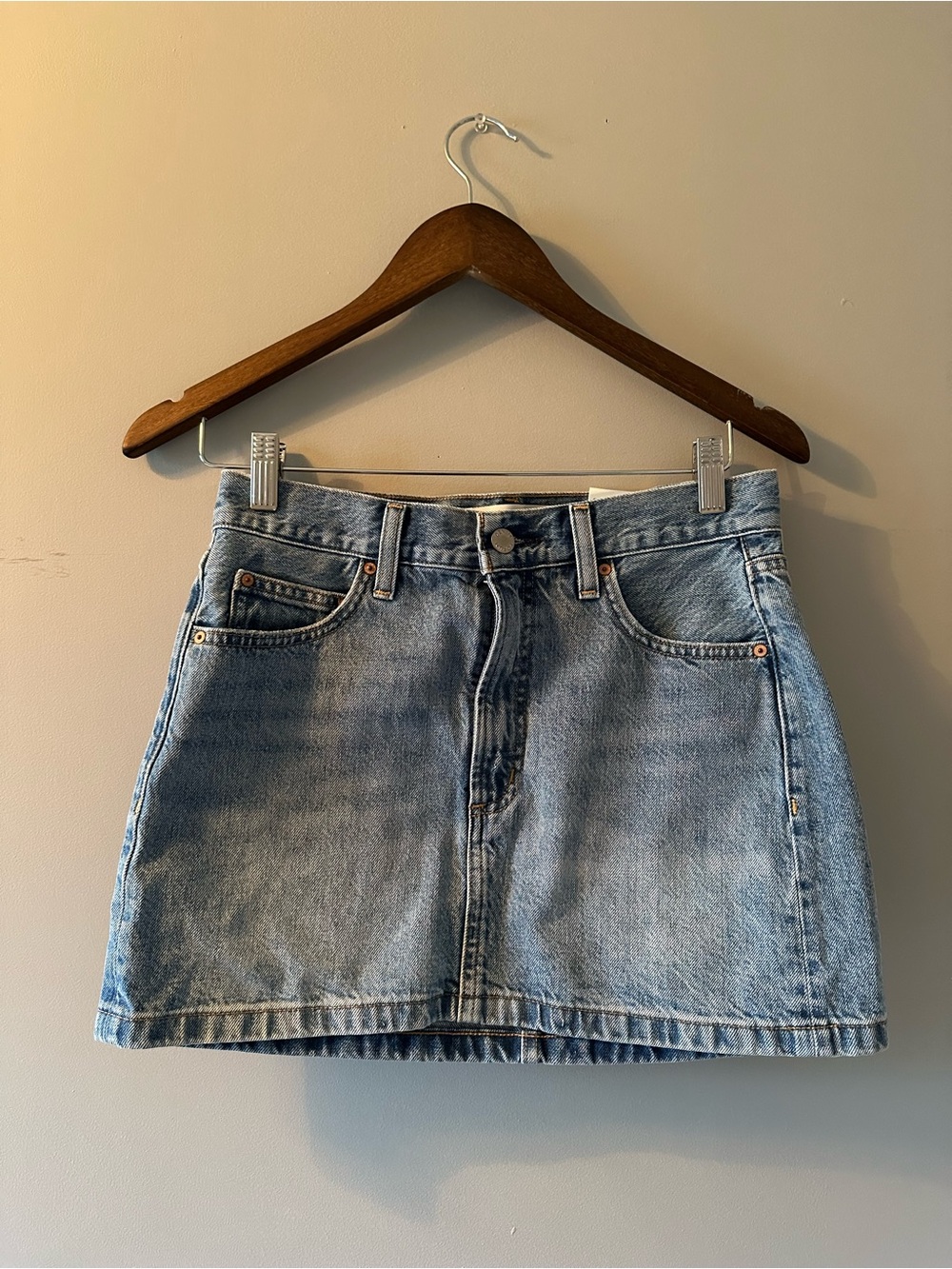 Aritzia Denim Forum Light Blue Denim Mini Skirt